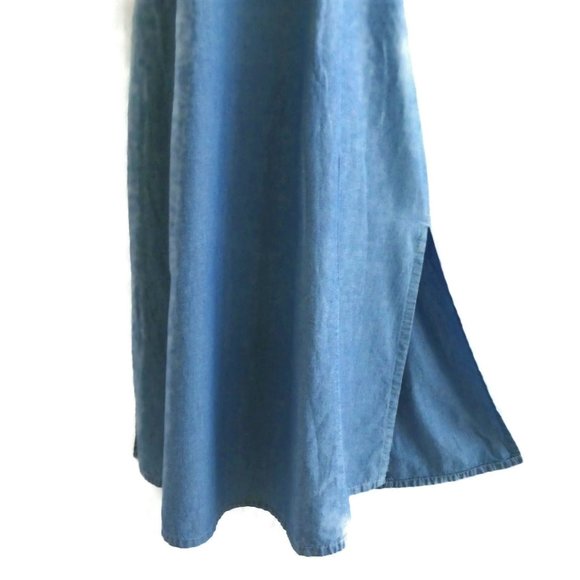 SOLD Laura Ashley Maxi Dress Zip Back Slits Tank Blu 12 - Picture 3 of 7